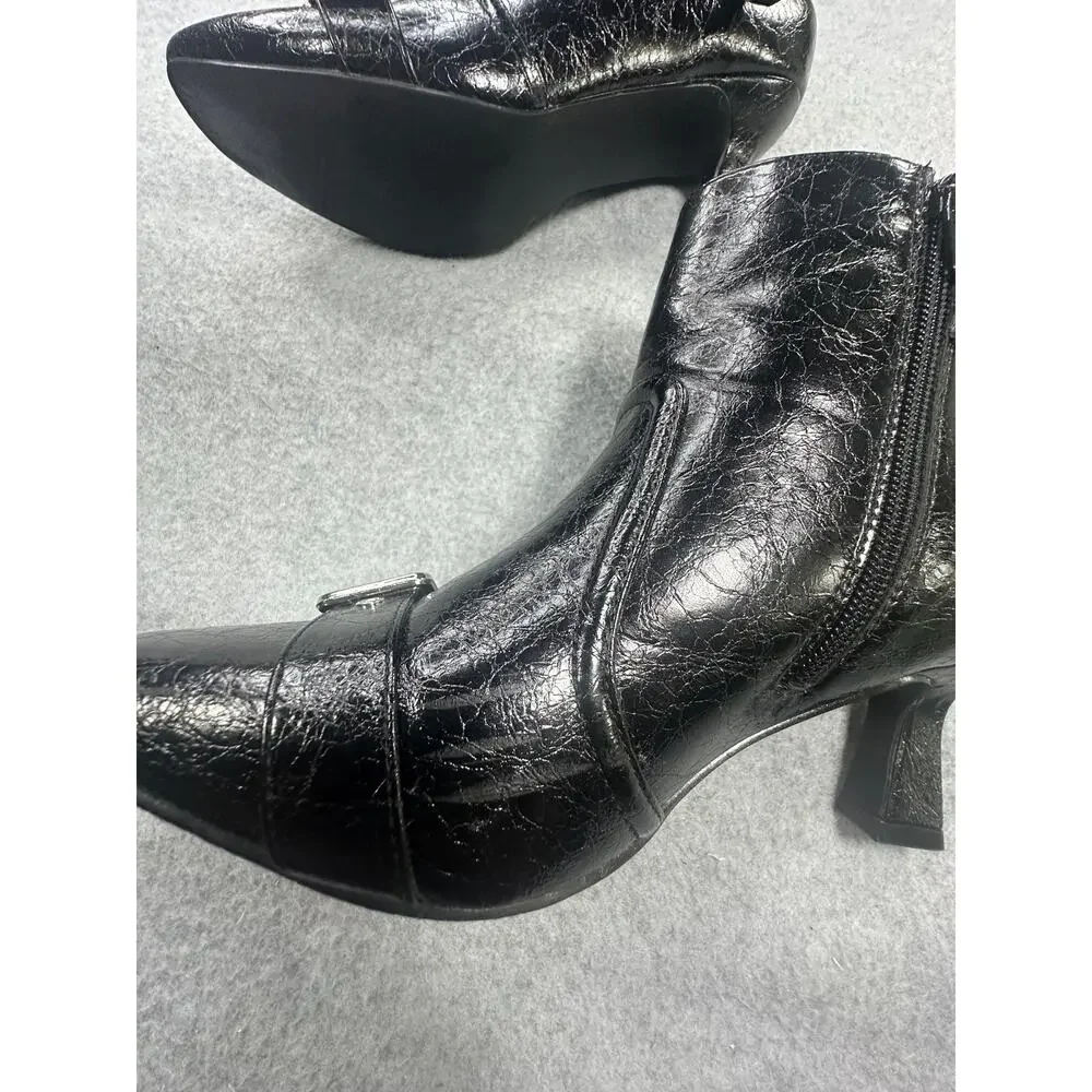 Ankle Boot Crinkle Patent Kitten Heel